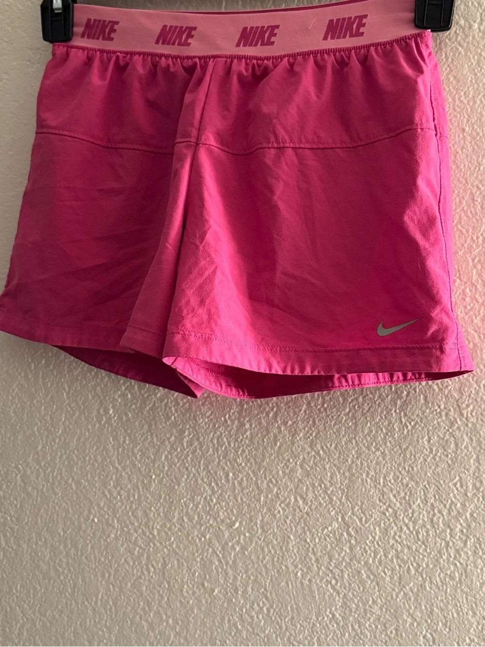 Nike Women's Hot Pink Athletic Shorts with Branded Waistband